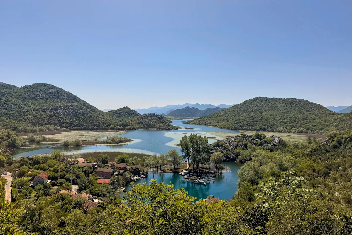 Aerial View of Karuc and the surrounding Skadar Lake from a viewpoint along its access road