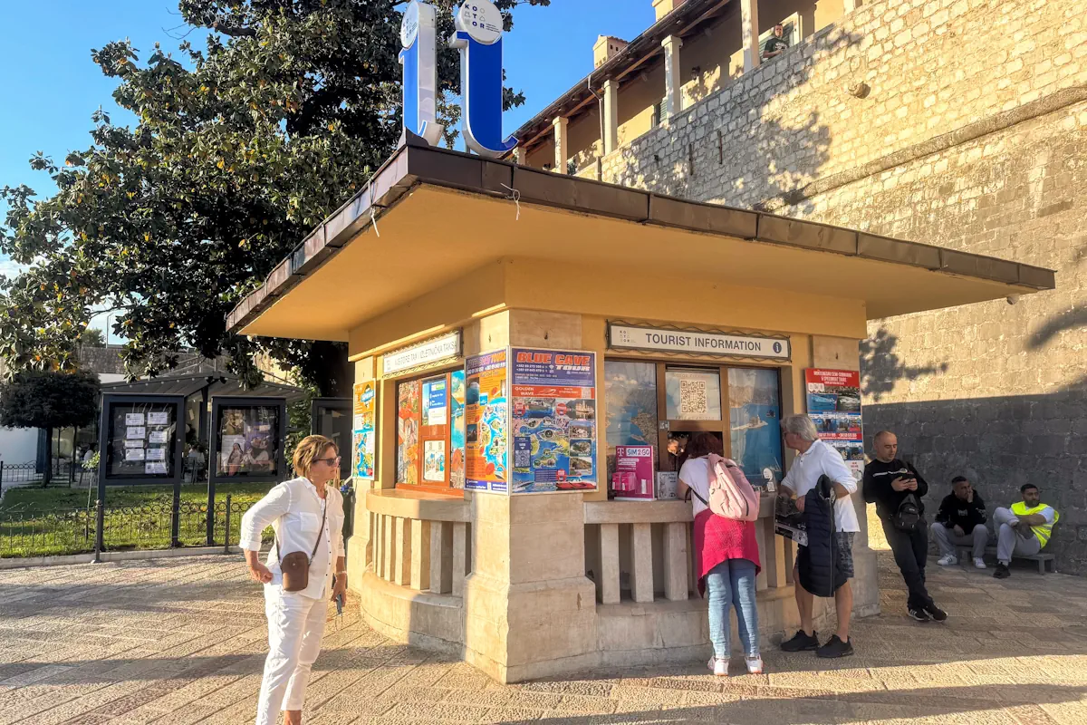 The Tourist Info Center next to the sea gate in Kotor, register as a tourist here
