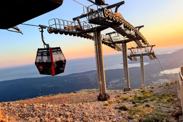 Kotor Cable Car Gondole arriving at the Upper Kuk Station