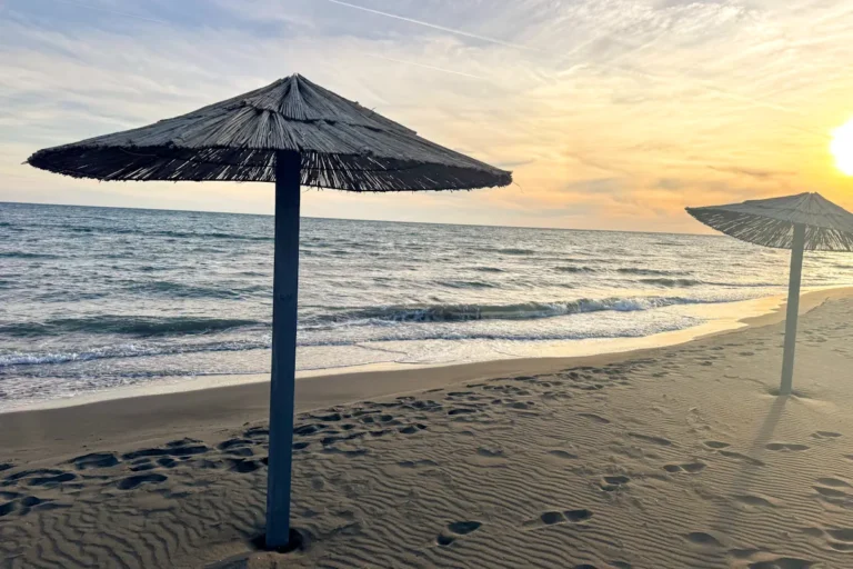 Ada Bojana Montenegro Parasols at Sunset