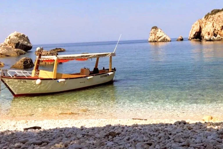Crystal Beach Ulcinj Boat and the Island of Stari Ulcinj