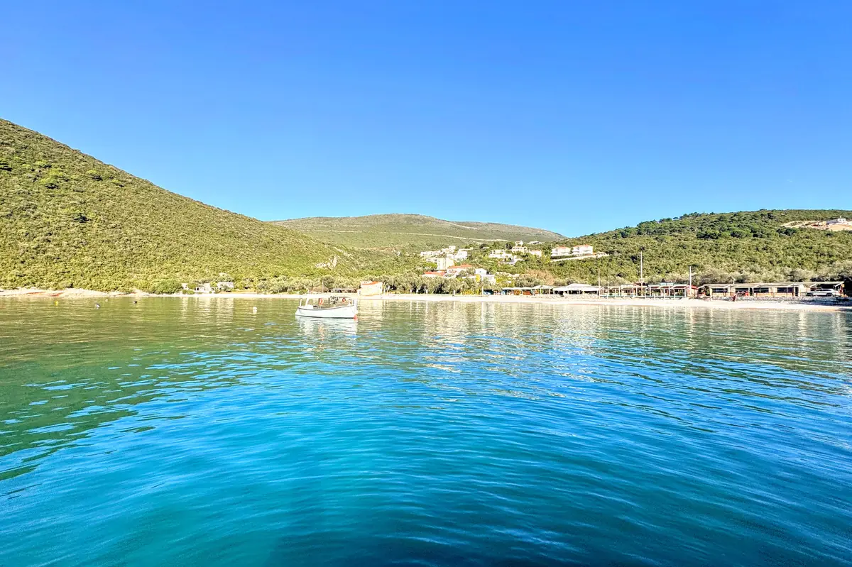 Panorama of Zanjice Beach as seen from a boat